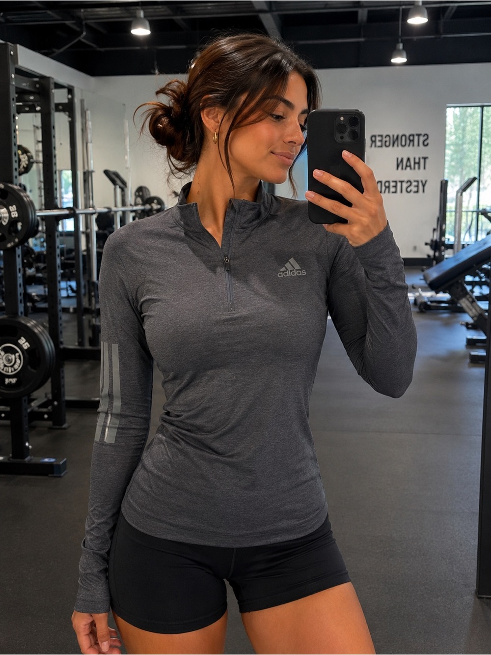 Adidas Running Aeroready Gray Quarter Zip Top |  XS